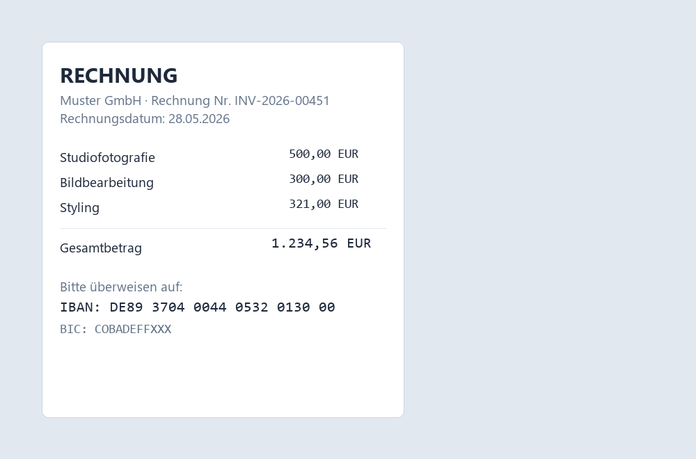 Snip2Field detecting an IBAN on an invoice and copying it